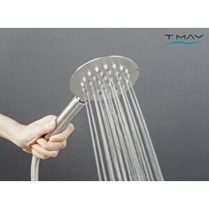 Eca Royal Banyo Bataryası + T-may Sardes Mat İnox Kare Borulu Hareketli Sürgülü Duş Seti Üst Takımı