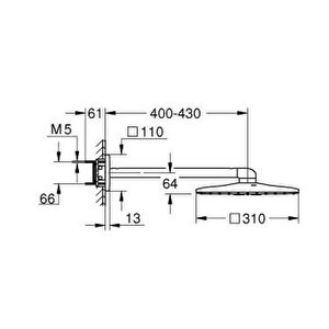 Grohe Rainshower Smartactive 310 Cube Tepe Duşu Seti 430 Mm, 2 Akışlı - 26479gn0