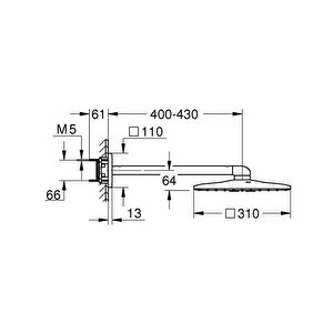 Grohe Rainshower Smartactive 310 Cube Tepe Duşu Seti 430 Mm, 2 Sprey - 26479dl0