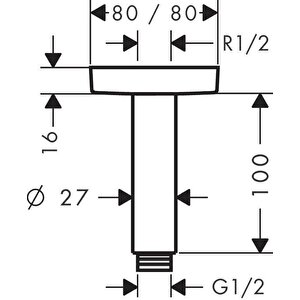Tavan Bağlantısı E 100mm / Krom - Hg27467000