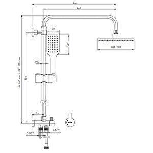 Eca Tiera Teleskobik Kolonlu Banyo Tepe Duş Sistemi Kare Takım 102158042