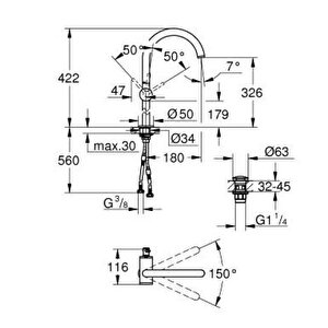 Atrio Lavabo Bataryası 1/2" Xl-boyut - 24365gl0