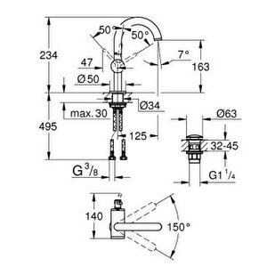 Atrio Lavabo Bataryası 1/2" M-boyut - 24363000