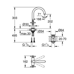 Atrio Lavabo Bataryası, 1/2" L-boyut - 21144dc0