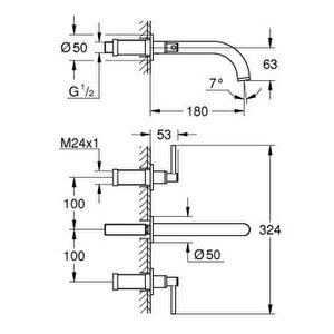 Atrio Üç Delikli Lavabo Bataryası 1/2" M-boyut - 20662000