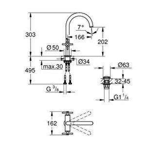 Atrio Lavabo Bataryası, 1/2" L-boyut - 21144000