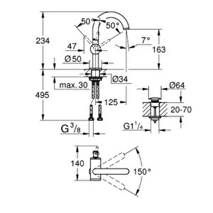 Atrio Lavabo Bataryası 1/2" M-boyut - 24363al0