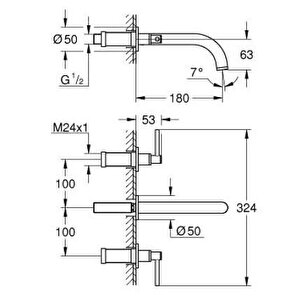 Grohe Atrio 3 Delikli Lavabo Bataryası 1/2" M-boyut - 20662dc0