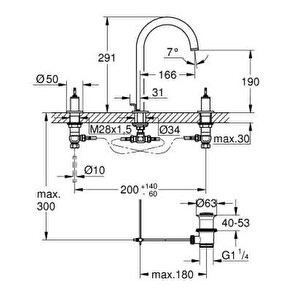 Grohe Atrio 3 Delikli Lavabo Bataryası 1/2" L-boyut - 20593al0