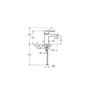 Root Square Lavabo Bataryası Mat Siyah A4273136 Gümüş