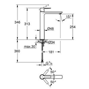 Lineare Tek Kumandalı Lavabo Bataryası Xl-boyut - 23405al1