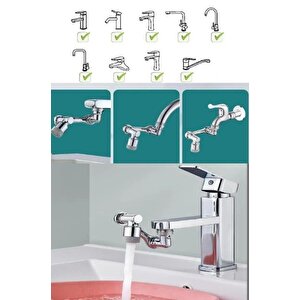 1080 Derece Dönen Hareketli Musluk Başlığı Banyo Mutfak Musluk Başlığı Robotik Musluk Ucu Uzatma Aparatı