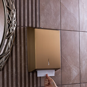 Vellora , Z Katlı Premium Kağıt Havluluk Dispenseri, Aisi 304 Gold 600'lü