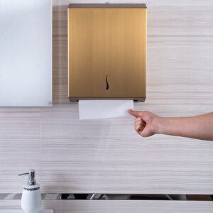 Vellora , Z Katlı Premium Kağıt Havluluk Dispenseri, Aisi 304 Gold 600'lü