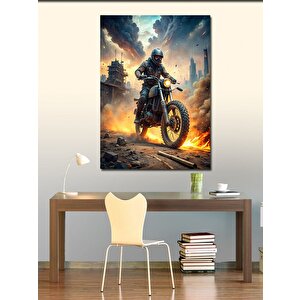 Kanvas Tablo Motosikletle Kaçan Adam