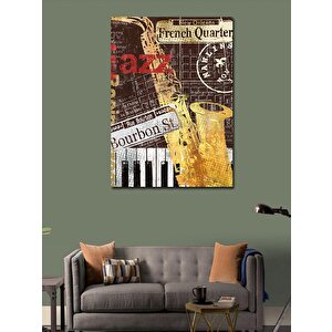 Kanvas Tablo Jazz Temalı  Saksafon Piyano 100x140 cm