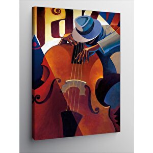Kanvas Tablo Kontrabas Caz Temalı 100x140 cm