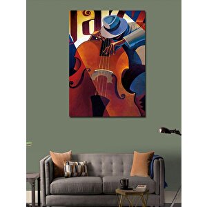 Kanvas Tablo Kontrabas Caz Temalı 100x140 cm