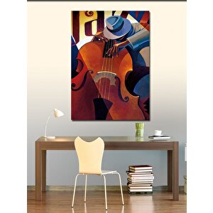 Kanvas Tablo Kontrabas Caz Temalı 100x140 cm