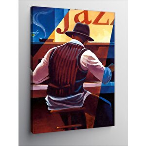 Kanvas Tablo Jazz Temalı Piyano Çalan Adam 70x100 cm