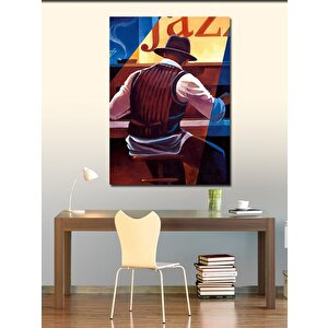Kanvas Tablo Jazz Temalı Piyano Çalan Adam