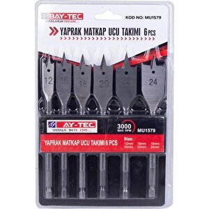 Bay-tec Mu1579 Yaprak Matkap Ucu Ahşap Delme Takımı Seti 6pcs