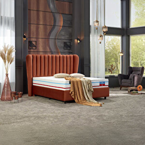 Pera Çift Kişilik Baza Başlık Seti Kiremit 180x200 cm