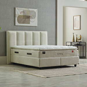 Vigro Çift Kişilik Baza Başlık Seti Krem 160x200 cm
