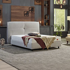 Glamo Çift Kişilik Baza Başlık Seti Krem 160x200 cm