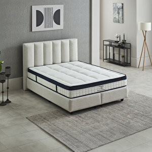 Lusso Çift Kişilik Baza Başlık Seti Krem 180x200 cm