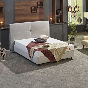 Glamo Çift Kişilik Baza Başlık Seti Krem 140x190 cm
