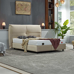 Glamo Çift Kişilik Baza Başlık Seti Bej 200x200 cm