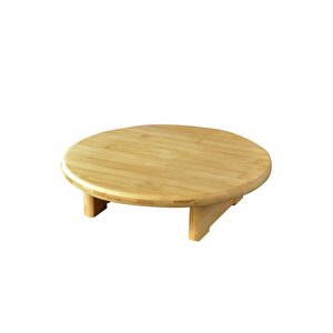 Bambu Tezgah Üstü Ayaklı Yuvarlak Kesim Panosu Servis Ve Sunum Tahtası 30 Cm Kahverengi - Thn76058 C1-1-18