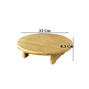 Bambu Tezgah Üstü Ayaklı Yuvarlak Kesim Panosu Servis Ve Sunum Tahtası 30 Cm Kahverengi - Thn76058 C1-1-18