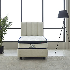 Lusso Tek Kişilik Baza Başlık Seti Krem 100x200 cm