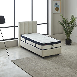 Lusso Tek Kişilik Baza Başlık Seti Krem 90x200 cm