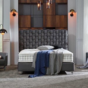 Bella Çift Kişilik Baza Başlık Seti Antrasit 200x200 cm