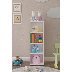 Glass Çok Amaçlı Kitaplık & Düzenleyici Dolap 4 Raflı