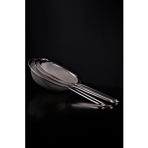 3’lü Çelik Saplı Süzgeç Seti 18-20-22 Cm Gri – C1-1-18