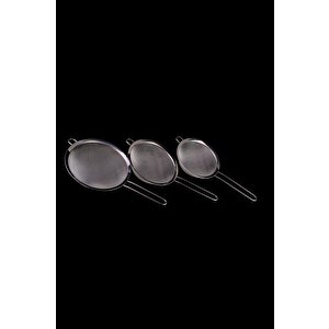 3’lü Çelik Saplı Süzgeç Seti 18-20-22 Cm Gri – C1-1-18