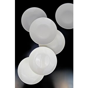 Lombardino Minimalist Modern Sade 6'lı Porselen Servis Tabağı 25 Cm
