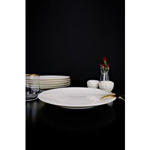Lombardino Minimalist Modern Sade 6'lı Porselen Servis Tabağı 25 Cm