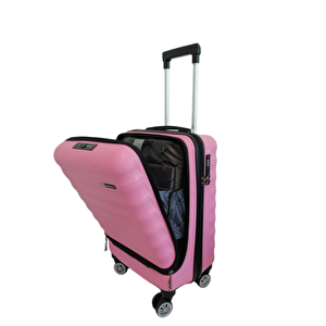 Wave Laptop Bölmeli Pembe Kabin Boy Valiz