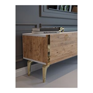 Festival Tv Sehpası G3830-1-6-y1-p1 Beyaz Çam Gold Metal Kulp