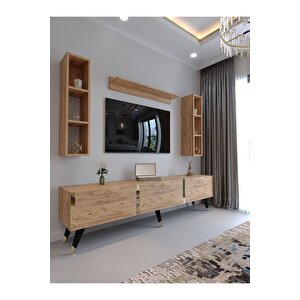 Festival Tv Ünitesi G3008-6 Atlanti̇k Gold Color Tv Sehpası Ve Duvar Rafı