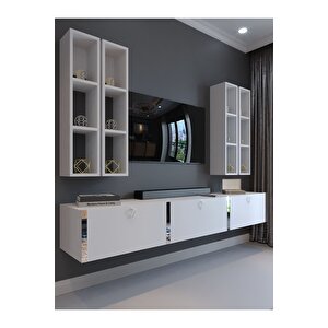 Festival Tv Ünitesi S13002-1 Beyaz Parlak Silver Duvara Monte Tv Sehpası