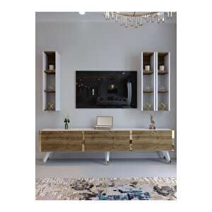 Festival Tv Ünitesi G3007-2-1 Cevi̇z Beyaz  - Color Gold Tv Sehpası Ve Duvar Rafı