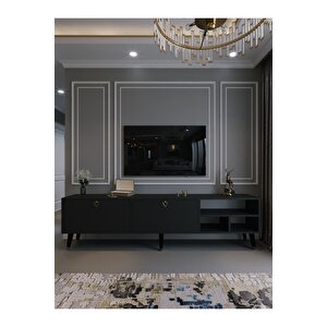 Festival Tv Ünitesi G6501-4 Antrasit Gold Detaylı Minifiks Bağlantı Tv Sehpası