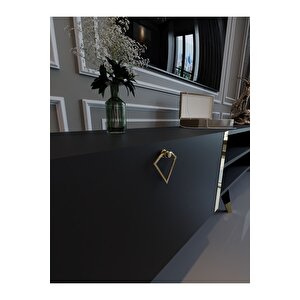 Festival Tv Ünitesi G3030-4 Antrasit Gold Detaylı Minifiks Bağlantı Tv Sehpası