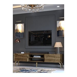 Festival Tv Sehpası G3830-2-y1-d2 Ceviz Gold Metal Kulp